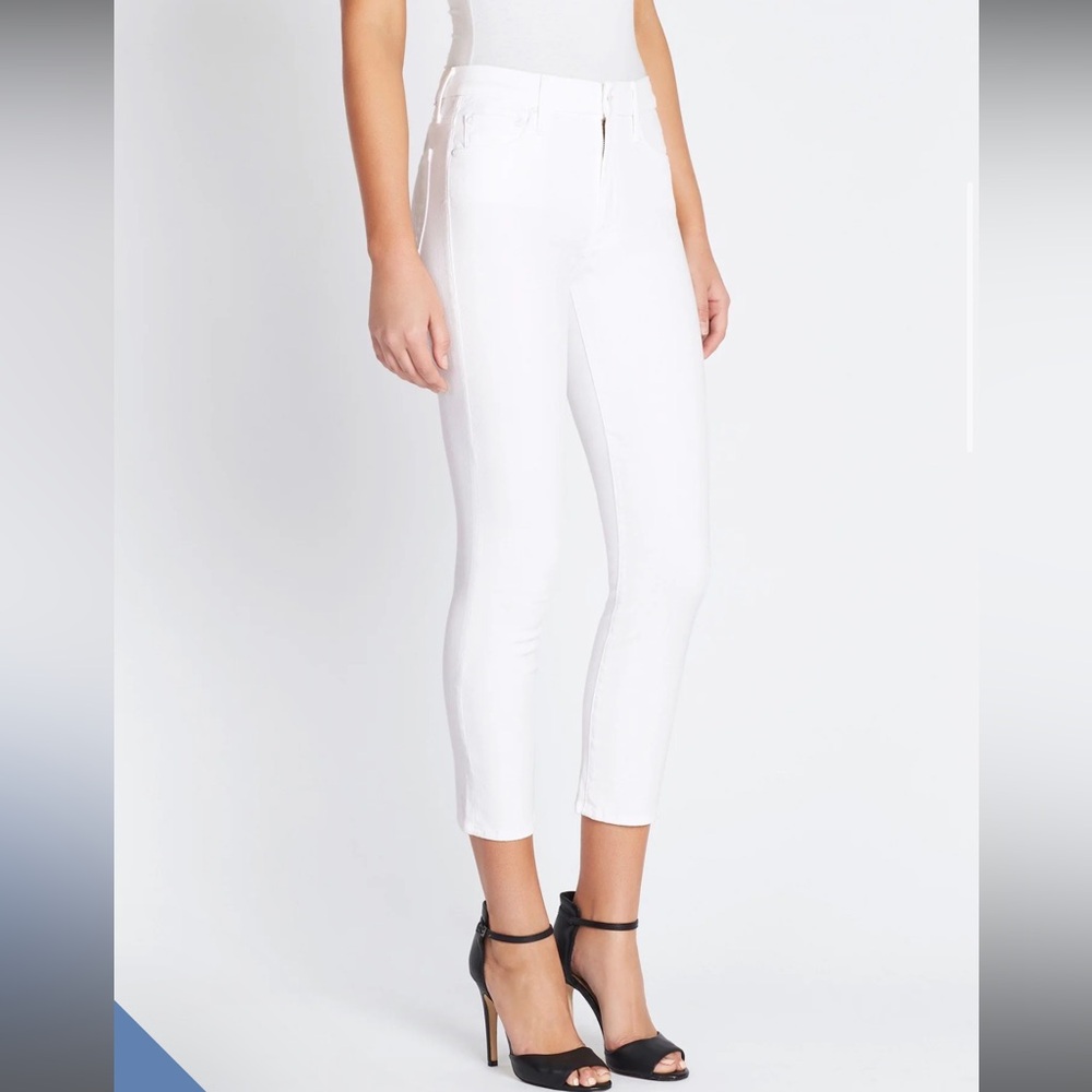 MOTHER The Looker Crop White Straight Leg Ankle Crop Jeans Glass Slipper White - Picture 5 of 15